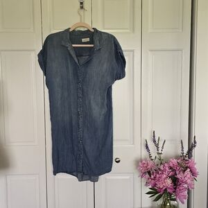Womens Thread & Supply Cap Sleeve Chambray Dress S Lyocell